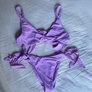 Lavender L.A. Hearts Ruched Bikini Set